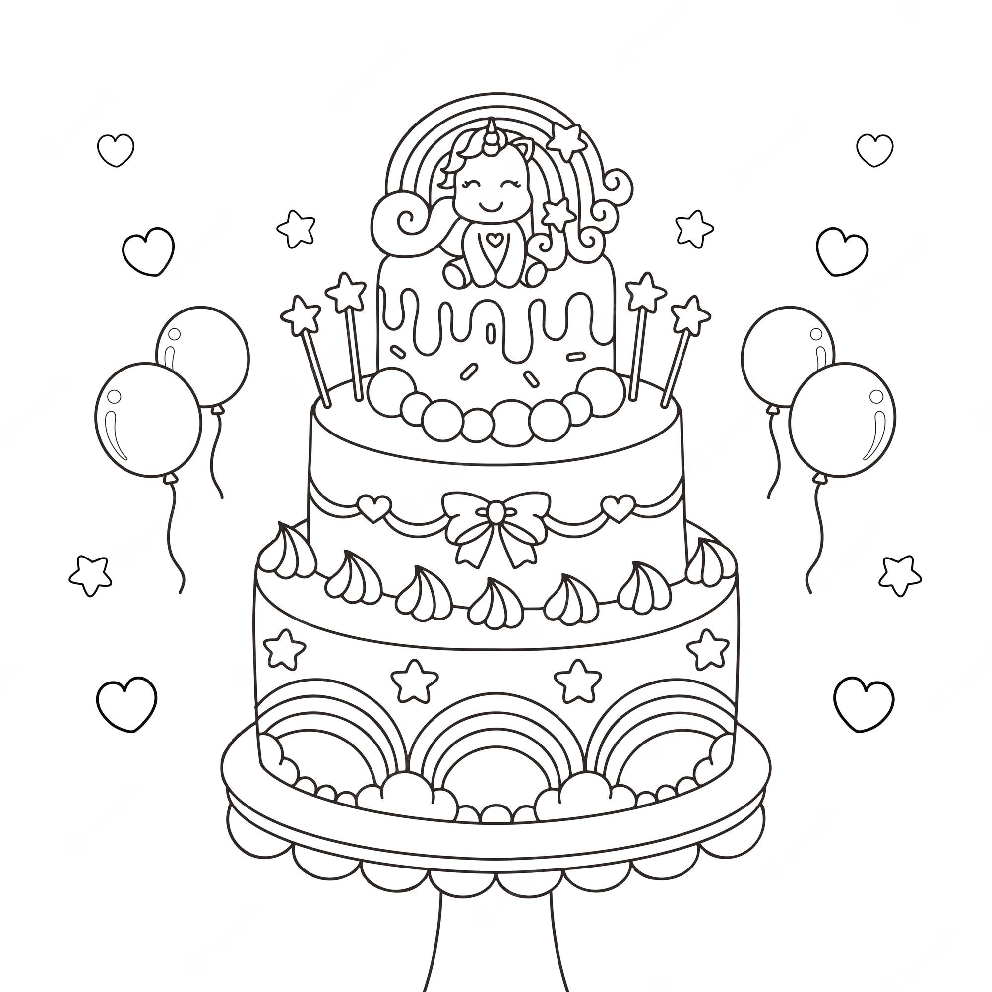 Desenhos para colorir de desenho de um bolo de aniversário para colorir  