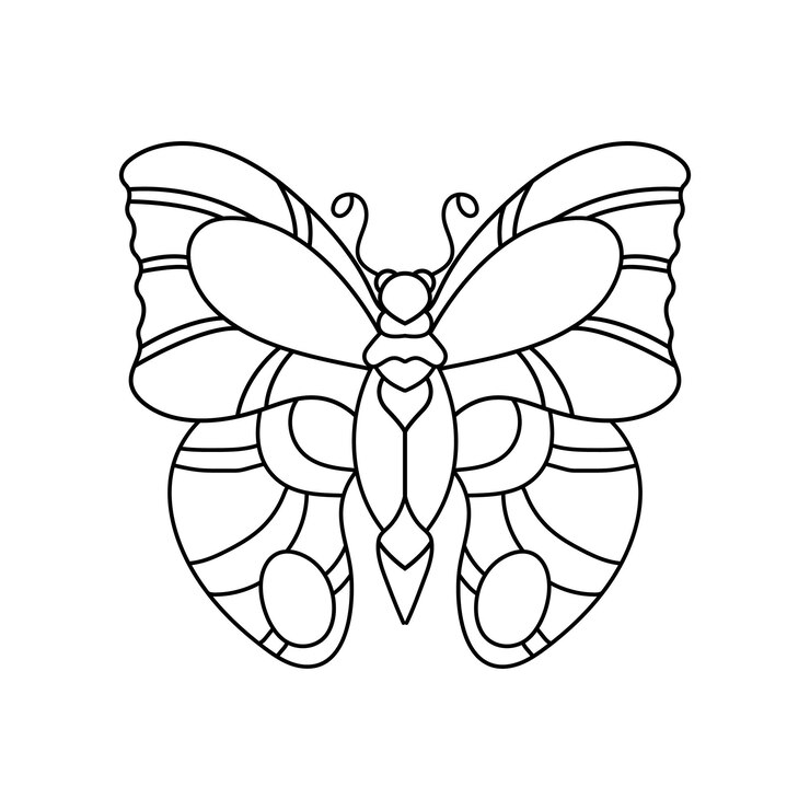 Vetor página para colorir de borboleta de flores de borboleta floral para crianças