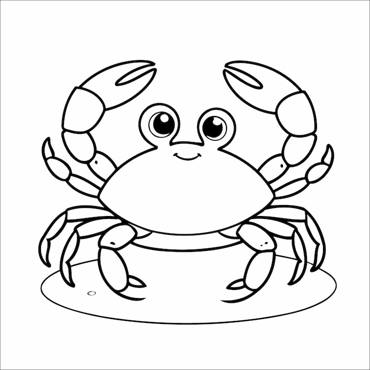 Vetor página para colorir de caranguejo fofo para crianças