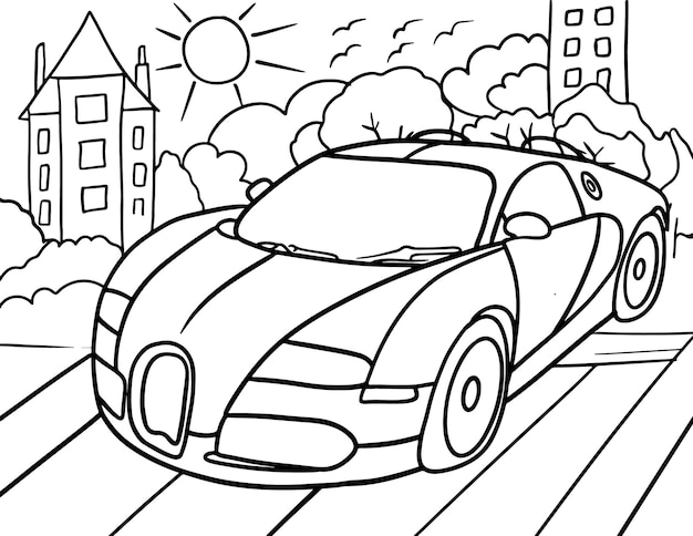 Desenho de carro de corrida antigo para colorir