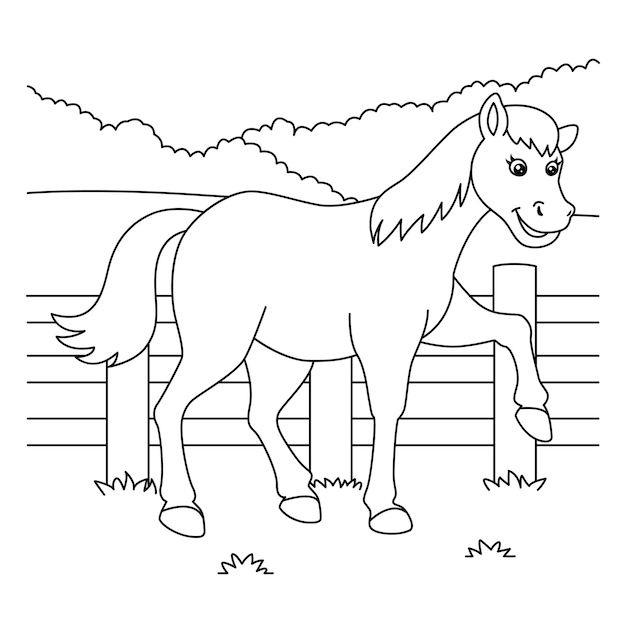 Página para colorir de cavalos para crianças