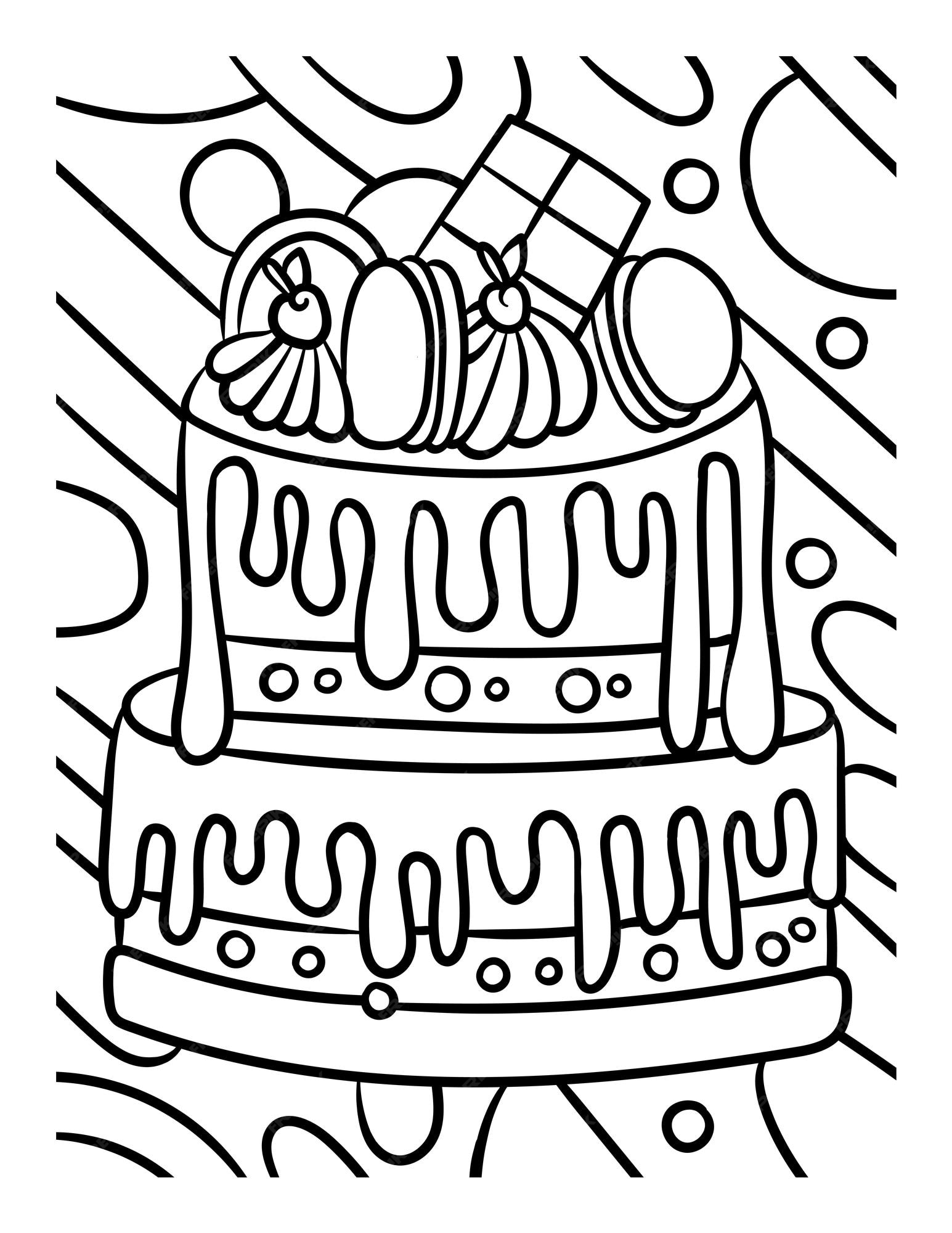 desenho de bolo para colorir de comida doce para crianças 17197960 Vetor no  Vecteezy