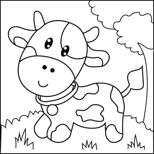 Página para colorir de contorno de vaca