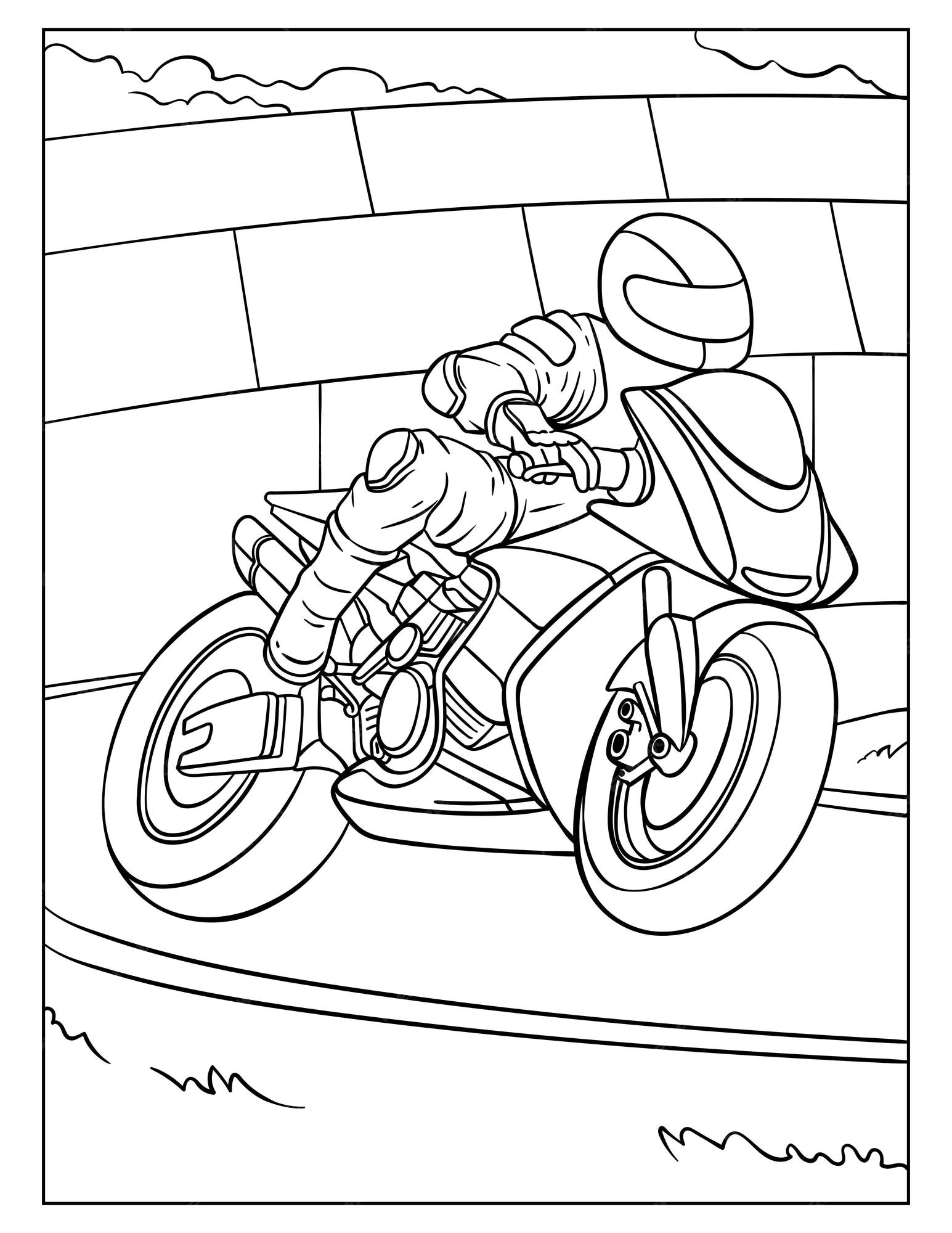 Desenhos para colorir de desenho de uma corrida de moto para colorir  