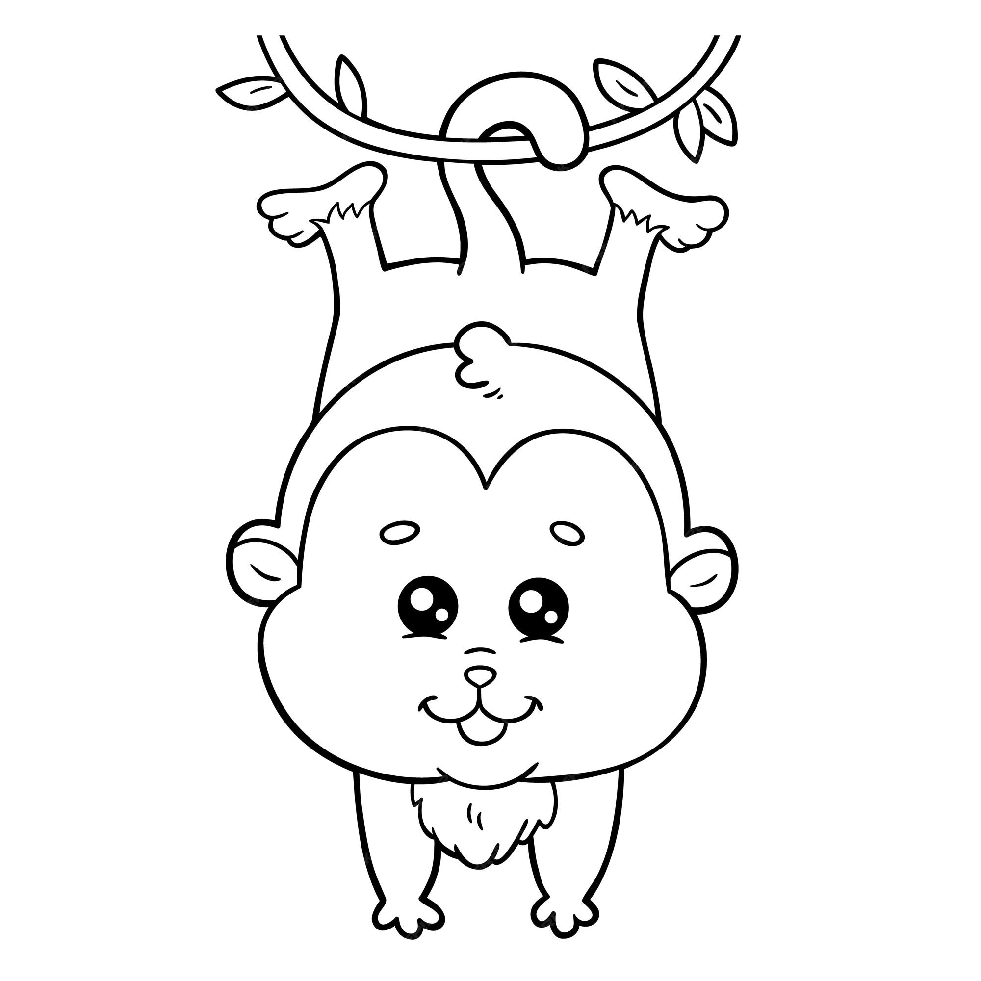 macaco para colorir página de desenho bonito desenho ilustração download  grátis 5021146 Vetor no Vecteezy