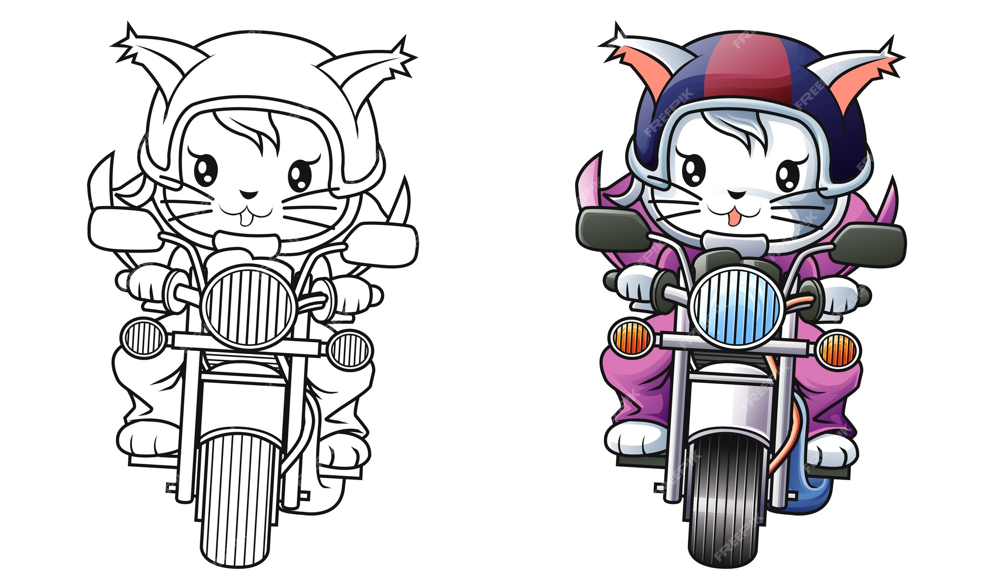 gato está montando desenho de motocicleta para colorir facilmente 2068290  Vetor no Vecteezy