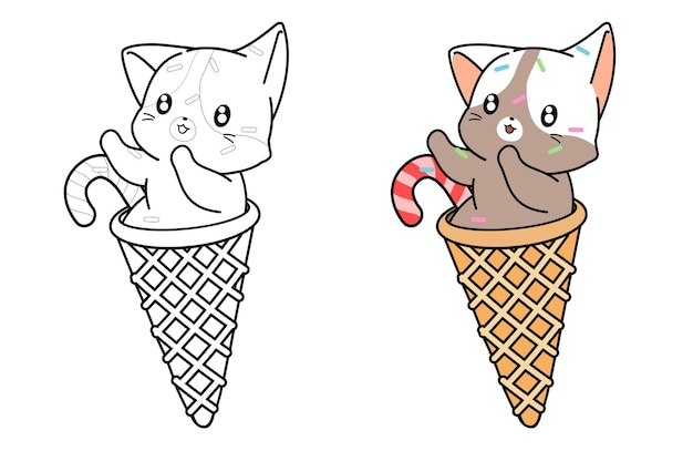 Desenho fofo para colorir com arco e gato · Creative Fabrica