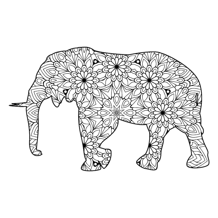 Vetor página para colorir de elefante mandala para crianças