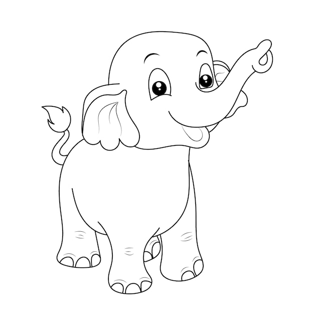 Página para colorir de elefante para crianças Ilustração de contorno de elefante desenhada à mão