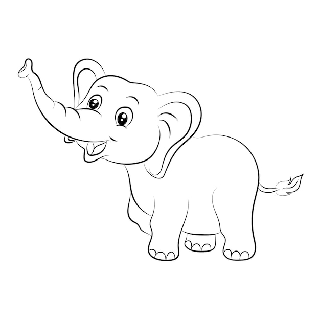 Página para colorir de elefante para crianças Ilustração de contorno de elefante desenhada à mão