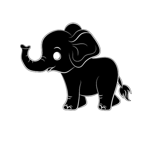 Vetor página para colorir de elefante para crianças ilustração de contorno de elefante desenhada à mão