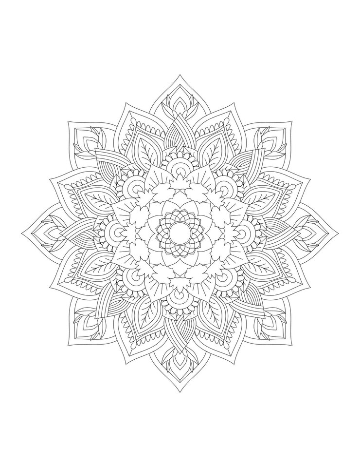Página para colorir de flores. Mandala. Mandala Flor. Página para colorir