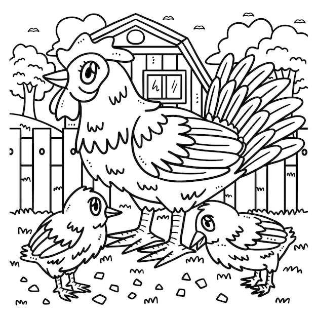 desenho de frango para colorir para crianças 5073704 Vetor no Vecteezy