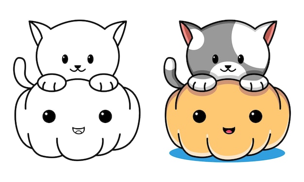 Gatinho estudando kawaii para colorir - Imprimir Desenhos