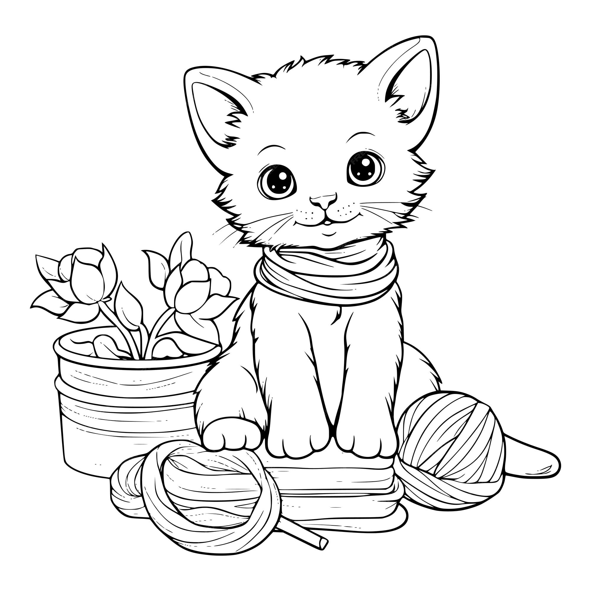 desenhos de gatos para colorir para crianças 23525732 Vetor no Vecteezy