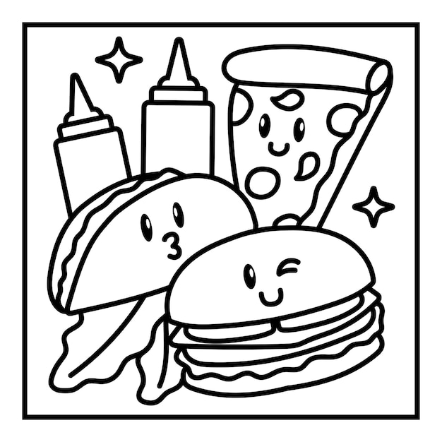 Desenhos Hora Do Lanche Fast Food para colorir Para Colorir