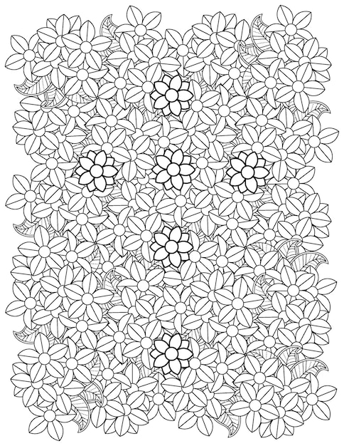 Página para colorir de mandala de flores ilustração de flores desenhadas à mão página para colorir de mandala para adultos