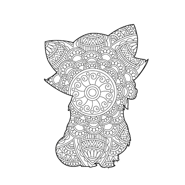 Página para colorir de mandala de gato zentangle para adultos gato de natal floral animal livro de colorir antiestresse