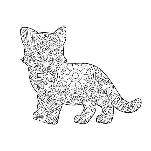 mandala de gato para colorir para adultos 6325843 Vetor no Vecteezy