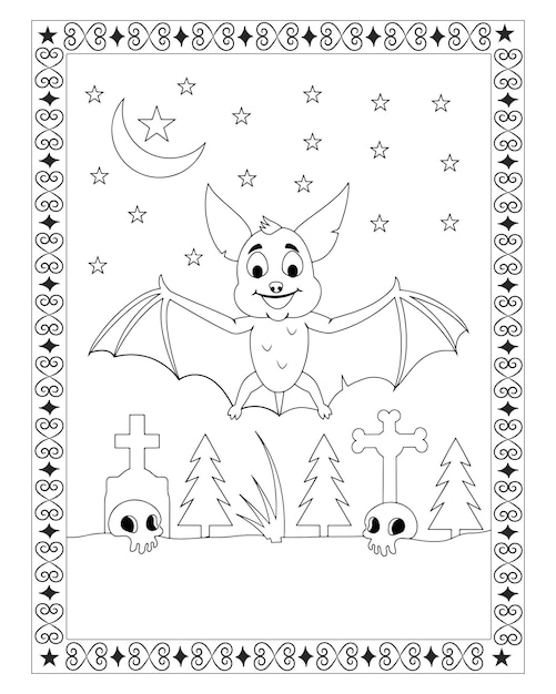 Desenhos para colorir de desenho de um monstro-morcego do halloween para  colorir 