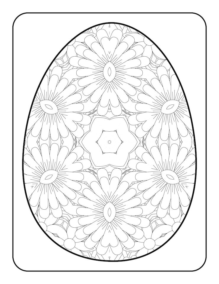 Vetor página para colorir de ovo de páscoa feliz dia de páscoa para colorir página de livro para colorir página para colorir para crianças e adultos