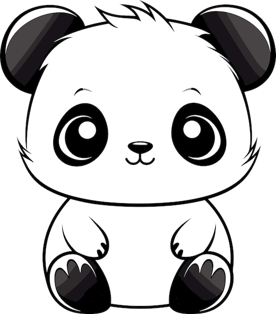 Vetor página para colorir de panda para ilustração de esboço de vetor de crianças