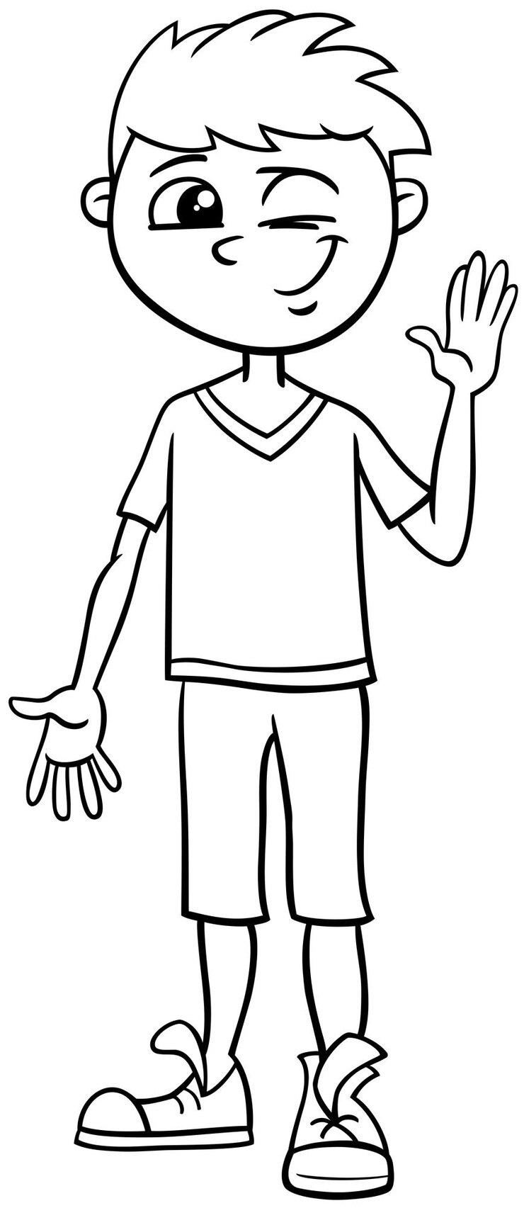 Vetor página para colorir de personagem de desenho animado elementar ou adolescente