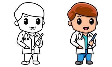 página para colorir para crianças profissão cartoon médico 8994920 Vetor no  Vecteezy