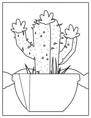 Cactos Em Um Potenciômetro De Flor Planta Da Casa - Cacto Imagem Linear Dos  Cactos Para Colorir Ilustração do Vetor - Ilustração de flor,  potenciômetros: 136493211