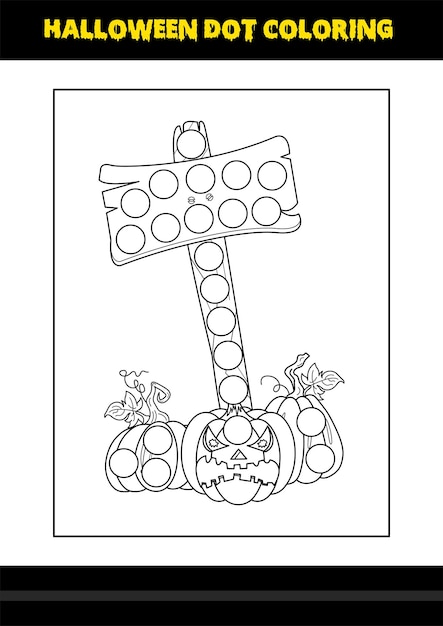 Página para colorir de ponto de halloween para crianças design de página para colorir de arte de linha para crianças