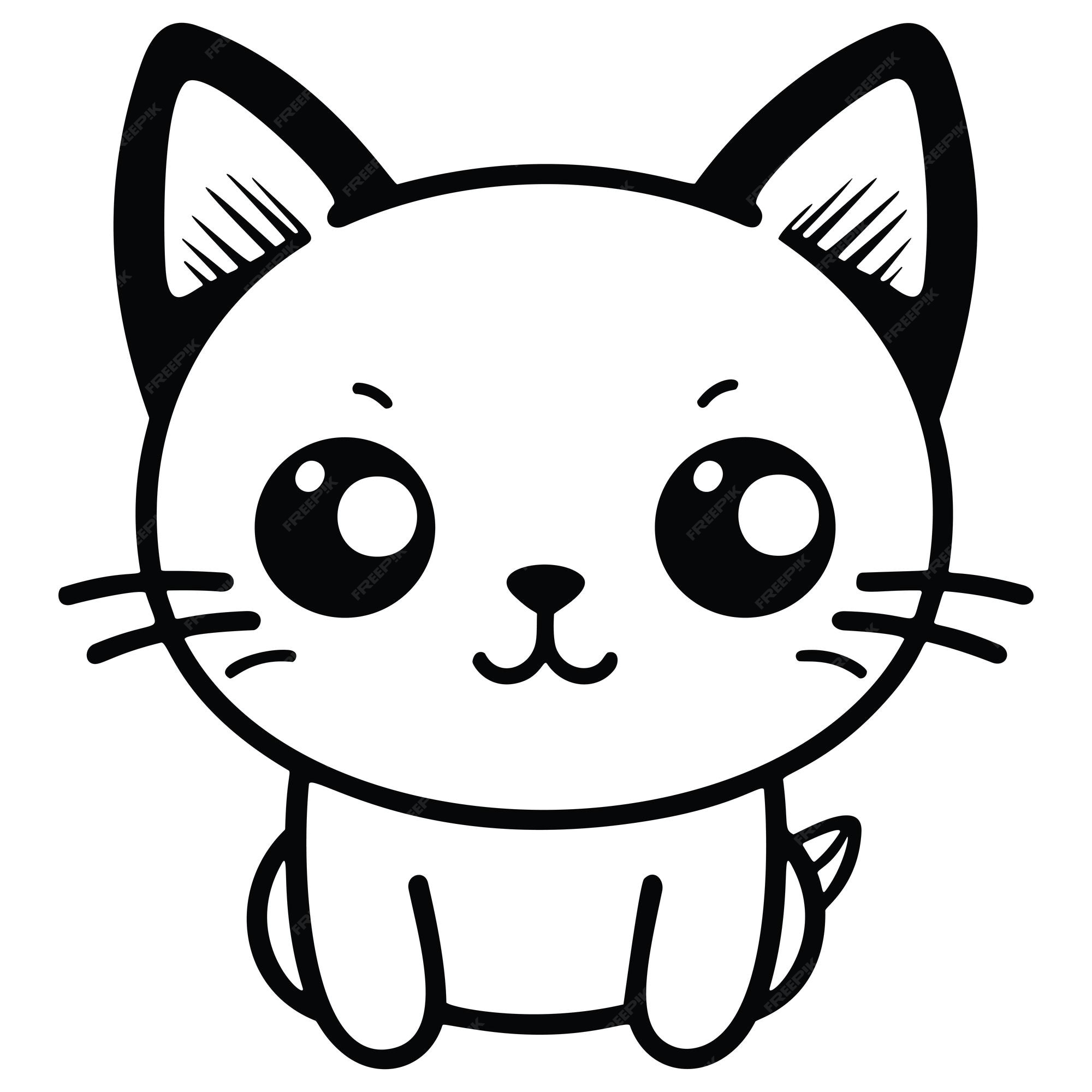 Página para colorir de silhueta de gato kawaii