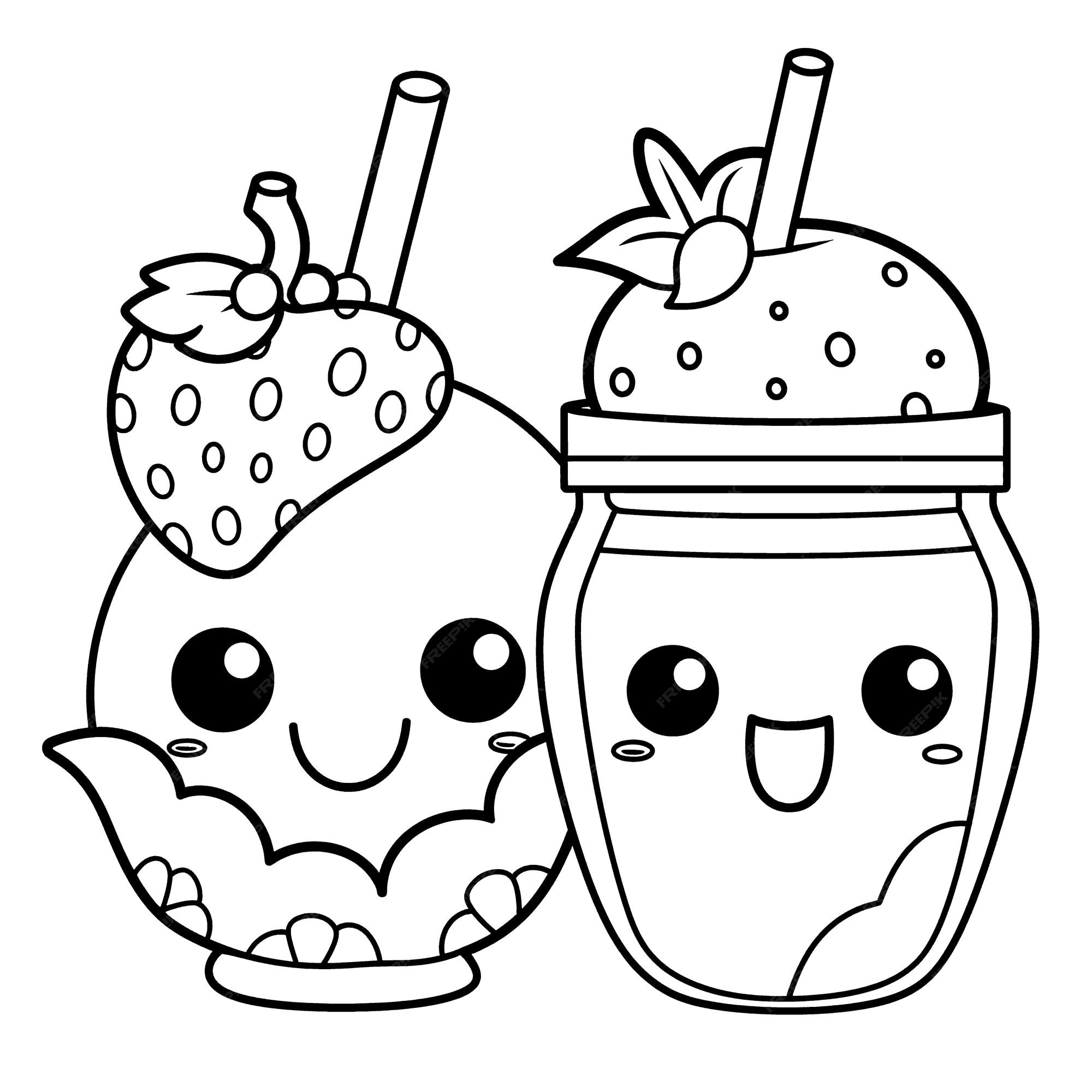 Desenho De Página Para Colorir Frutas Felizes Com Alguns Esboços