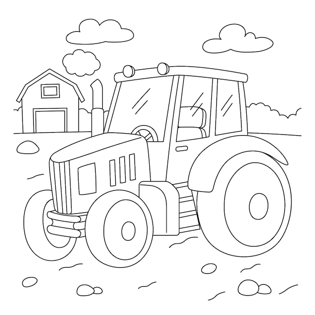 Desenhos para colorir de trator em uma fazenda - Desenhos para colorir  gratuitos para imprimir