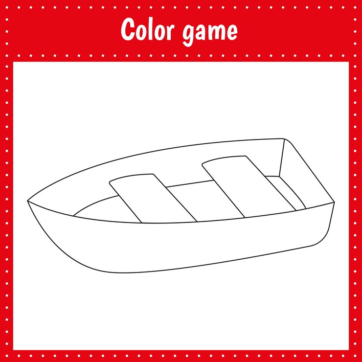 Vetor página para colorir de um barco para educação e atividade infantil jogo de cores para crianças