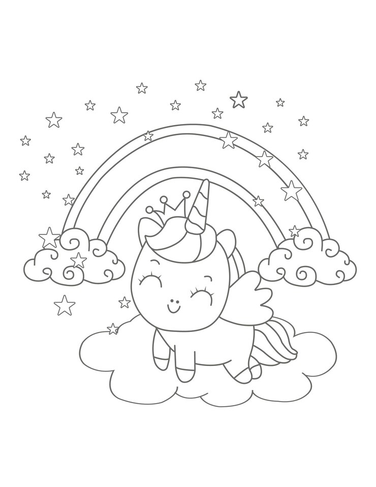 Página para colorir de unicórnio fofo