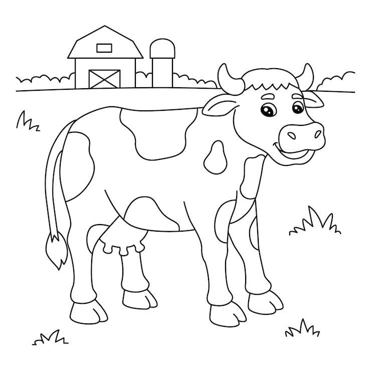 Vetor página para colorir de vaca para crianças