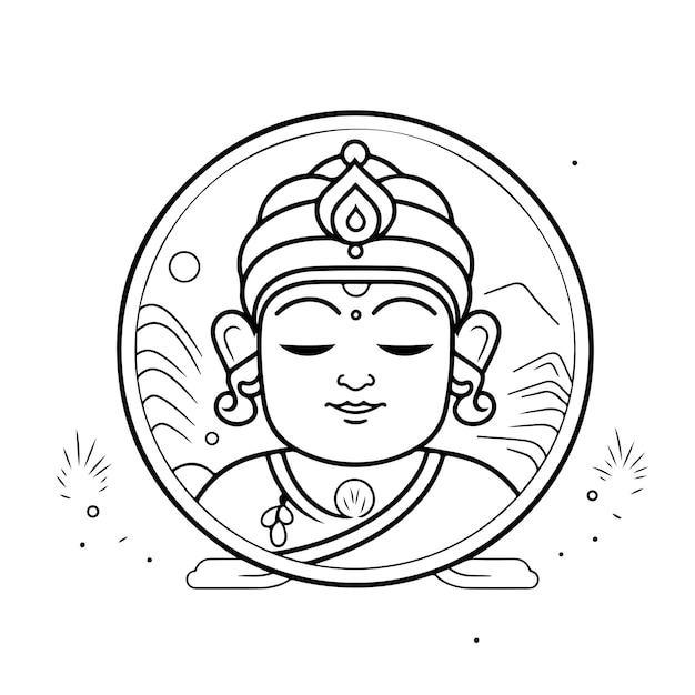 Página para colorir desenho de linha krishna janmashtami dia