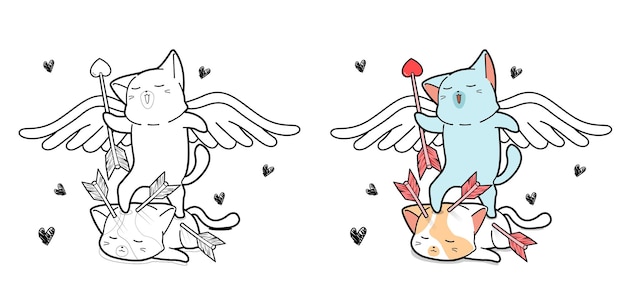 Página para colorir do desenho do gato cupido