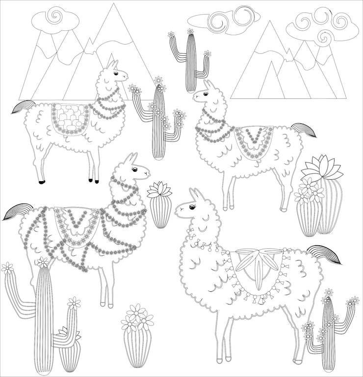 Vetor página para colorir do livro de colorir de ilustração de lama de desenho animado para crianças