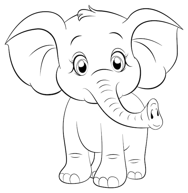 Página para colorir esboço de elefante fofo