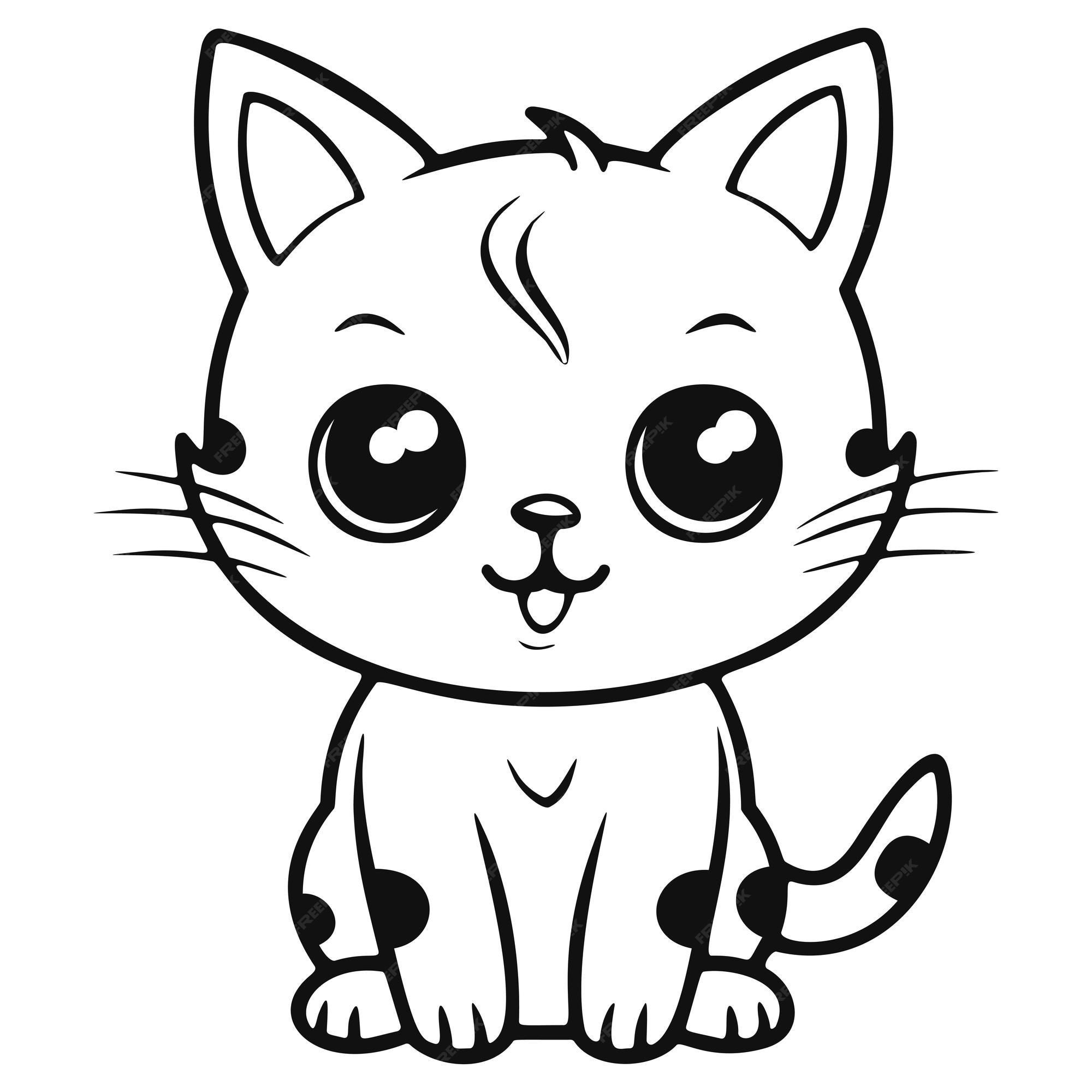 página para colorir de desenho de gato kawaii para crianças 1613481 Vetor  no Vecteezy