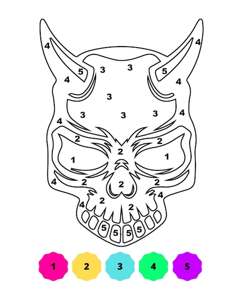 Vetor página para colorir halloween color por número página para colorir para crianças colorir por número halloween