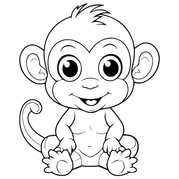 macaco para colorir página de desenho bonito desenho ilustração download  grátis 5021146 Vetor no Vecteezy