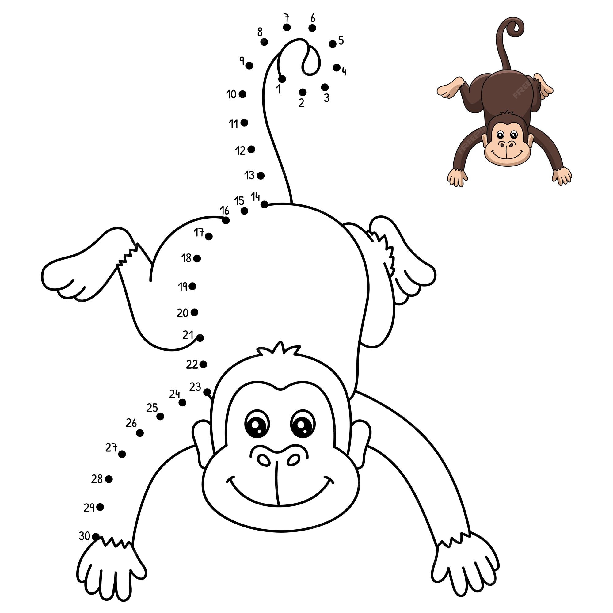 Macaco Dos Desenhos Animados Livro Para Colorir E Ponto Para Pontilhar O  Jogo Para Crianças Ilustração do Vetor - Ilustração de macaco, alfabeto:  69523670