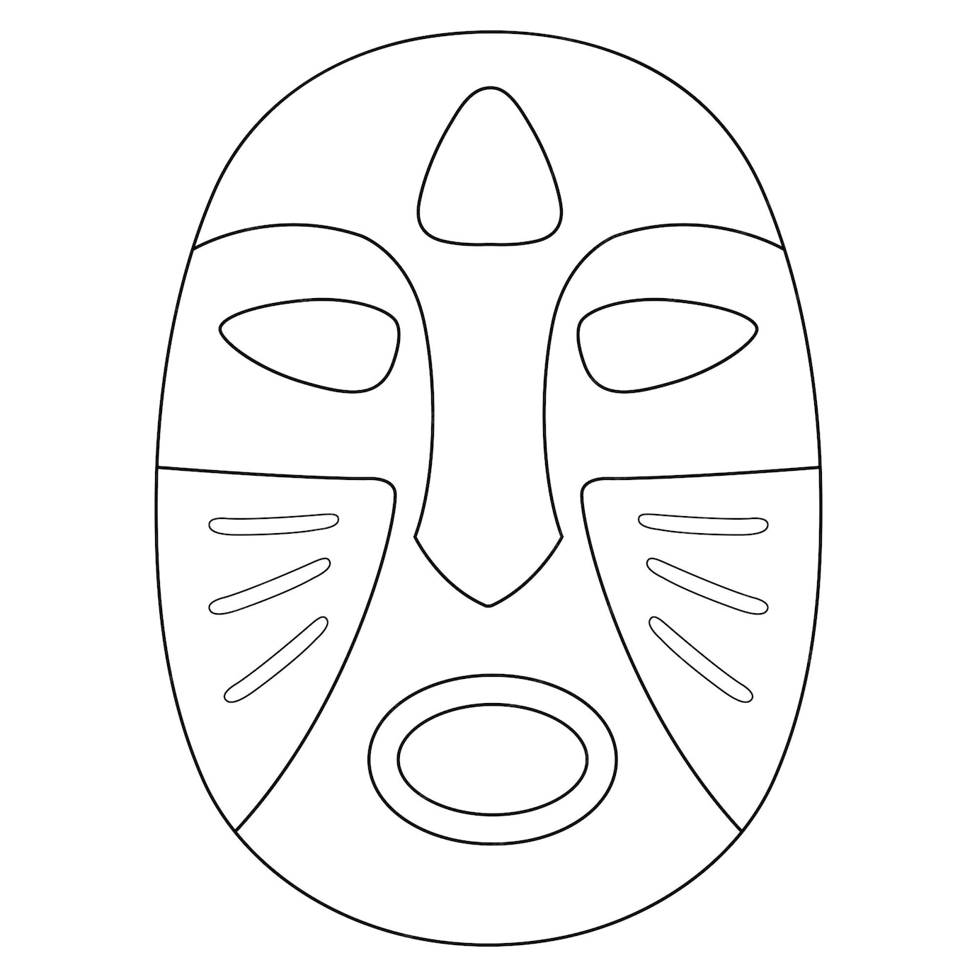 Página para colorir isolada de máscara tribal Vetor Premium