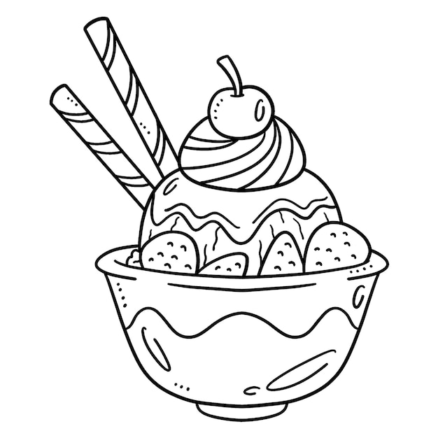 Página para colorir isolada de sorvete para crianças