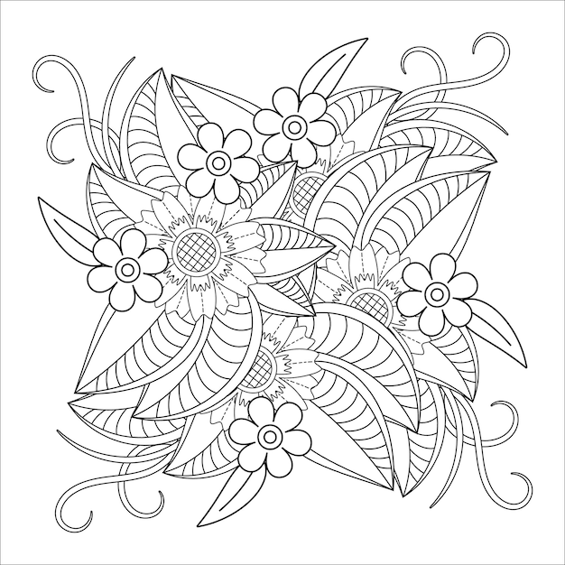 Página para colorir mandala floral