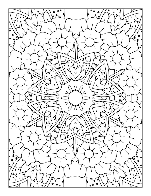 Página para colorir mandala para adultos e livro de colorir mandala de contorno desenhado à mão para arte de linha infantil