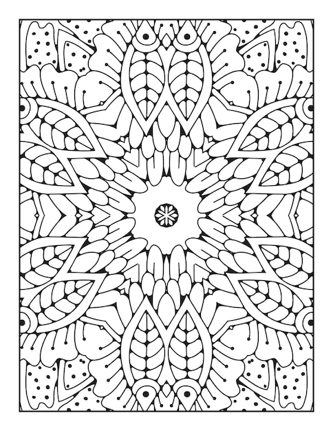 Página para colorir mandala para adultos e livro de colorir mandala de contorno desenhado à mão para arte de linha infantil