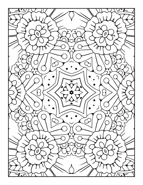 Página para colorir mandala para adultos e livro de colorir mandala de contorno desenhado à mão para arte de linha infantil